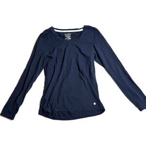Lucky Brand Shirt Womens L Long Sleeve Blank Crew Neck Dark Navy Blue